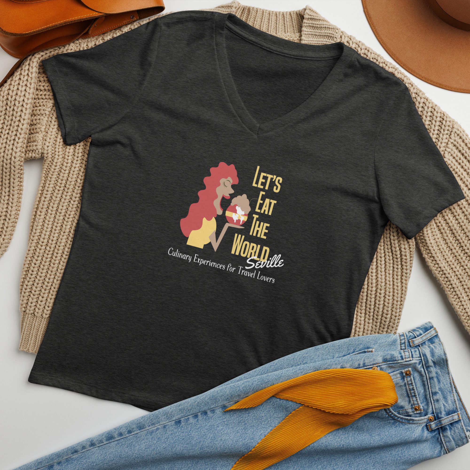 Let's Eat Seville Women’s relaxed v-neck t-shirt - Image 3