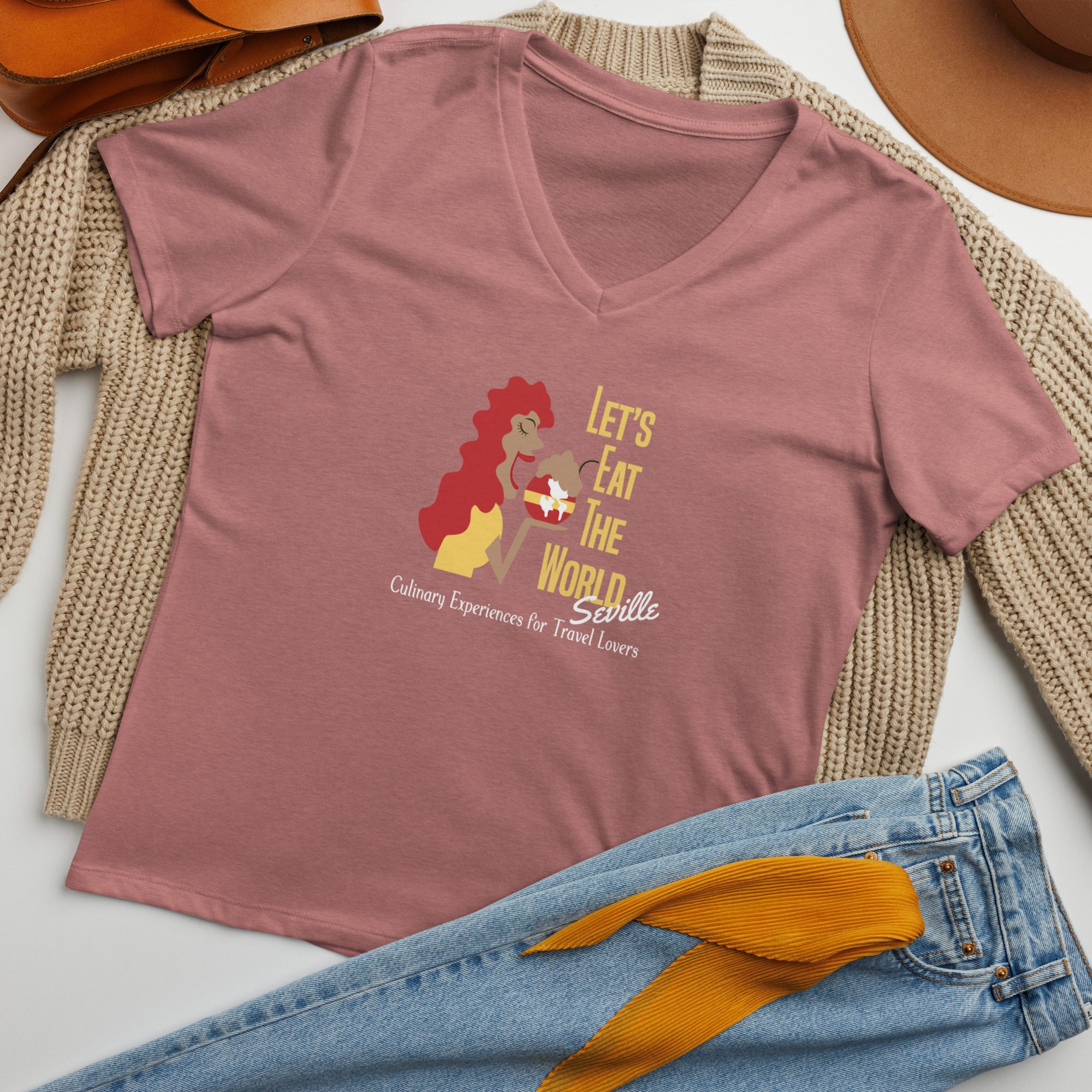 Let's Eat Seville Women’s relaxed v-neck t-shirt - Image 5