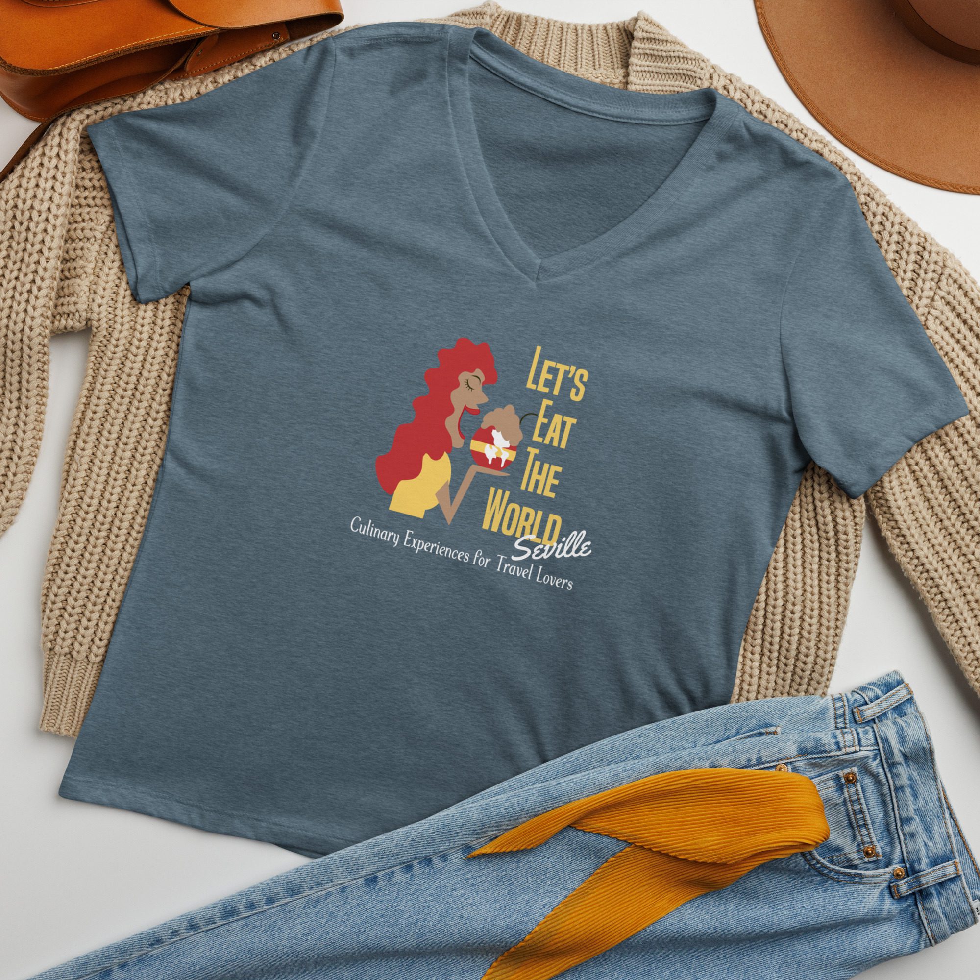 Let's Eat Seville Women’s relaxed v-neck t-shirt - Image 4