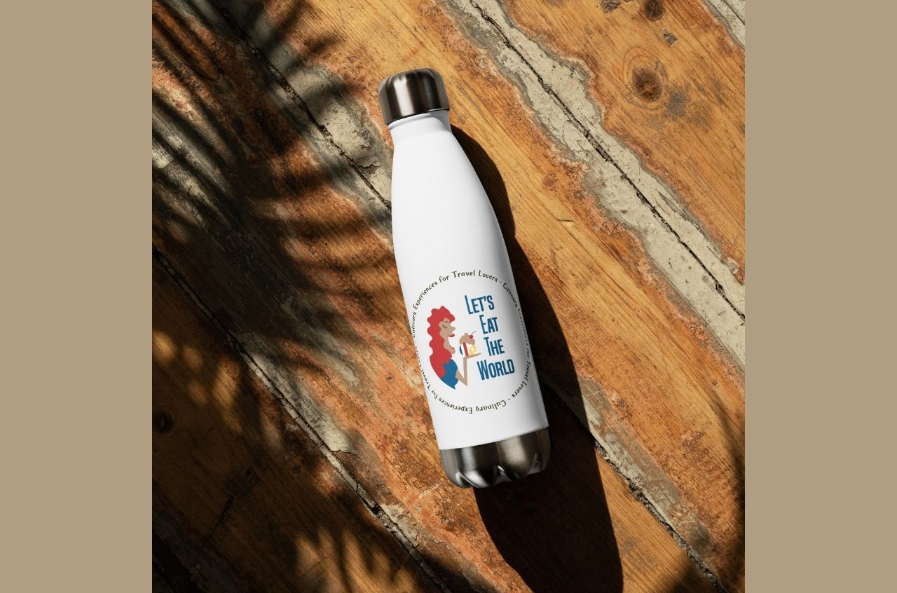 refillable Let's Eat The World bottle